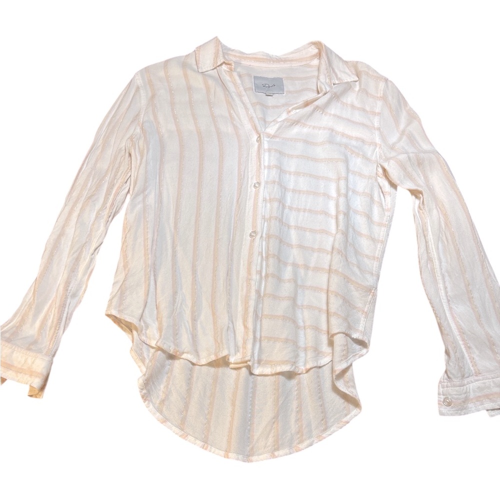 Rails button up white and pink shimmer stripes women’s size XS